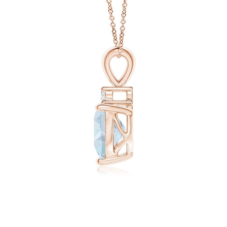 6mm A Heart-Shaped Aquamarine V-Bale Pendant with Diamond in 9K Rose Gold side-1