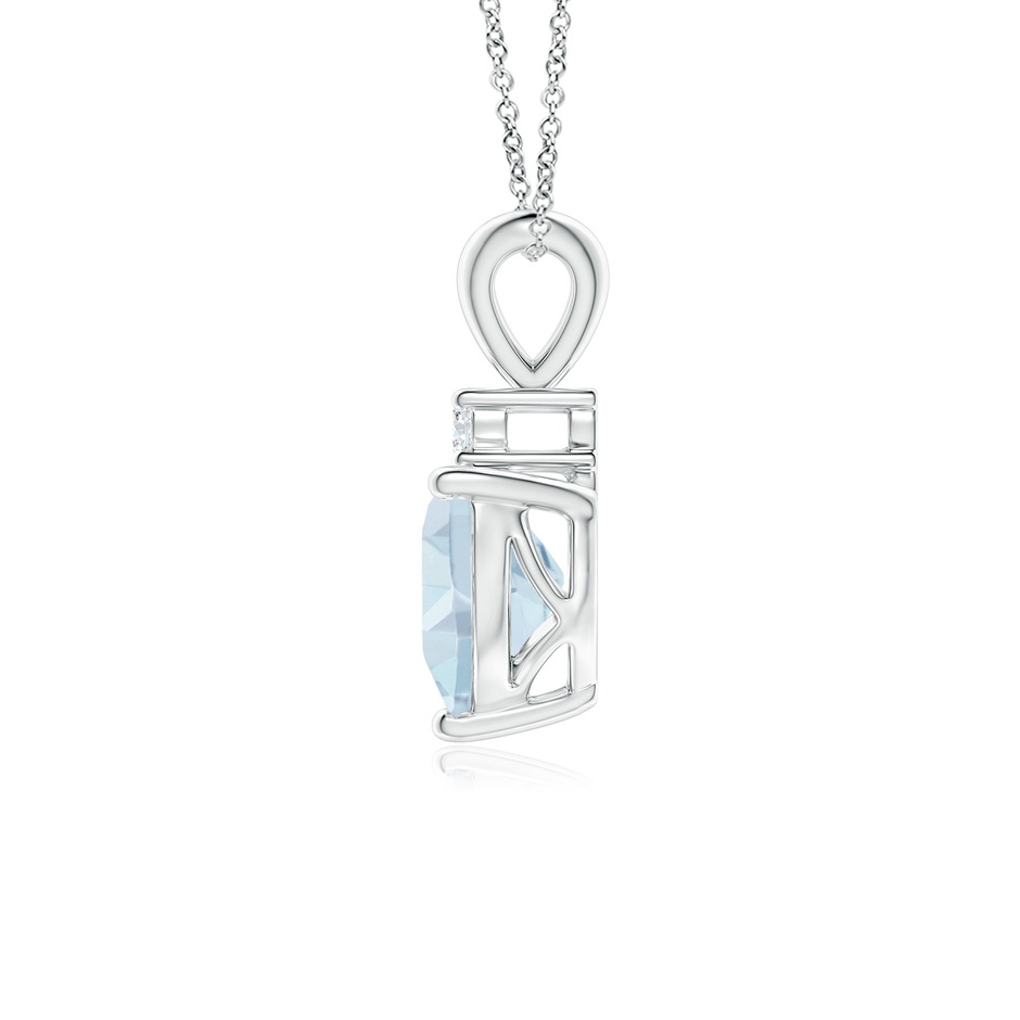 6mm A Heart-Shaped Aquamarine V-Bale Pendant with Diamond in P950 Platinum side 1