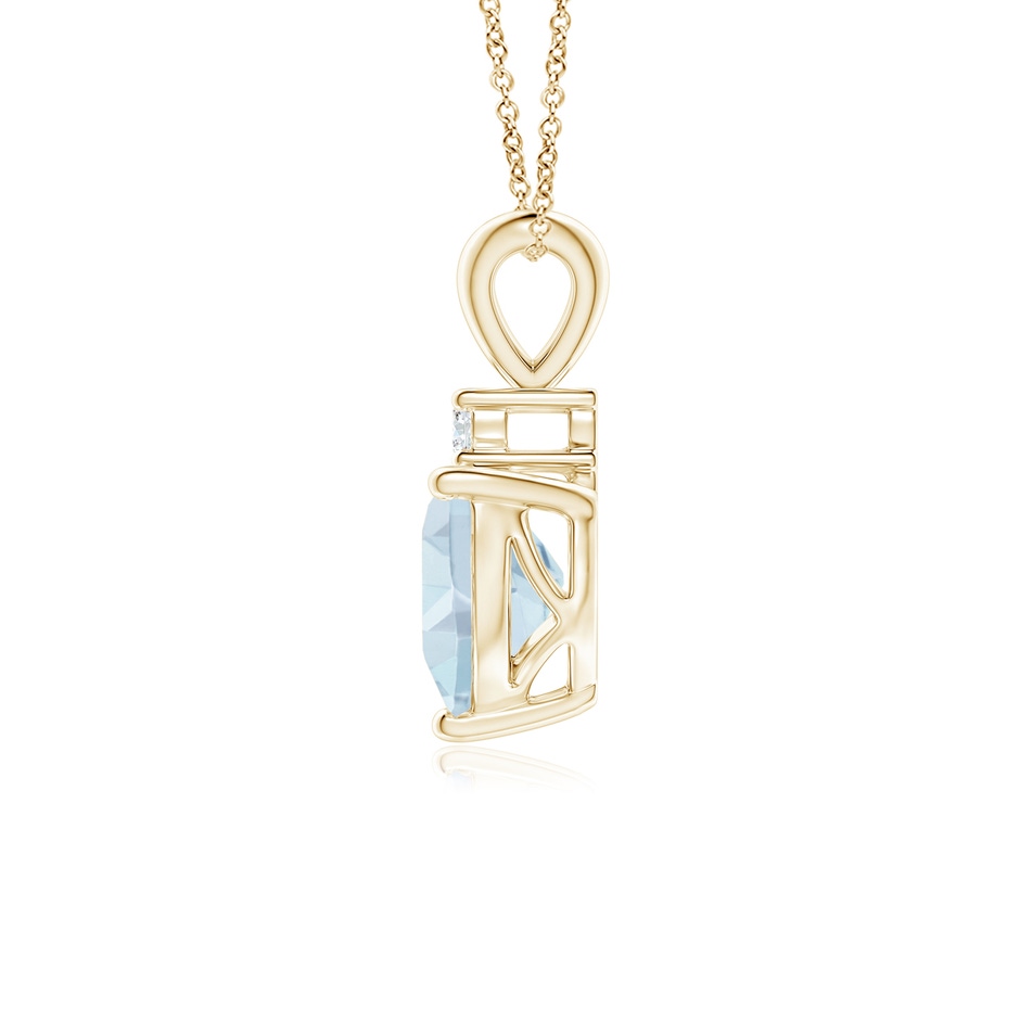 6mm A Heart-Shaped Aquamarine V-Bale Pendant with Diamond in Yellow Gold side 1