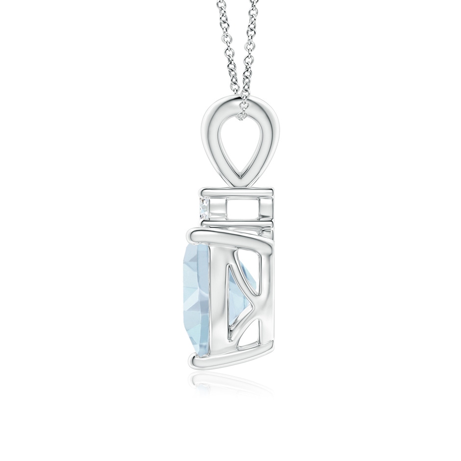 7mm A Heart-Shaped Aquamarine V-Bale Pendant with Diamond in P950 Platinum side 1