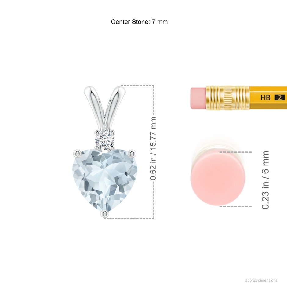 7mm A Heart-Shaped Aquamarine V-Bale Pendant with Diamond in P950 Platinum ruler