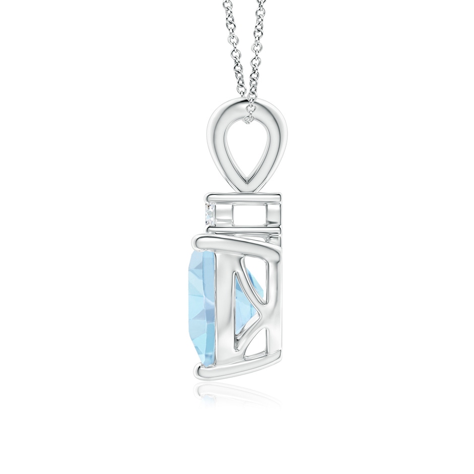 7mm AA Heart-Shaped Aquamarine V-Bale Pendant with Diamond in White Gold side 1