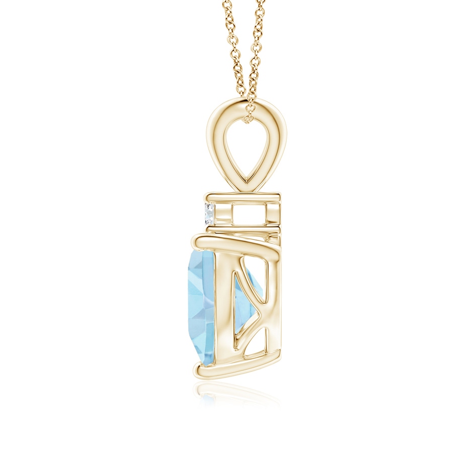 7mm AAA Heart-Shaped Aquamarine V-Bale Pendant with Diamond in Yellow Gold side 1