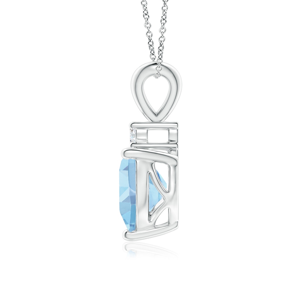 7mm AAAA Heart-Shaped Aquamarine V-Bale Pendant with Diamond in White Gold Side 1