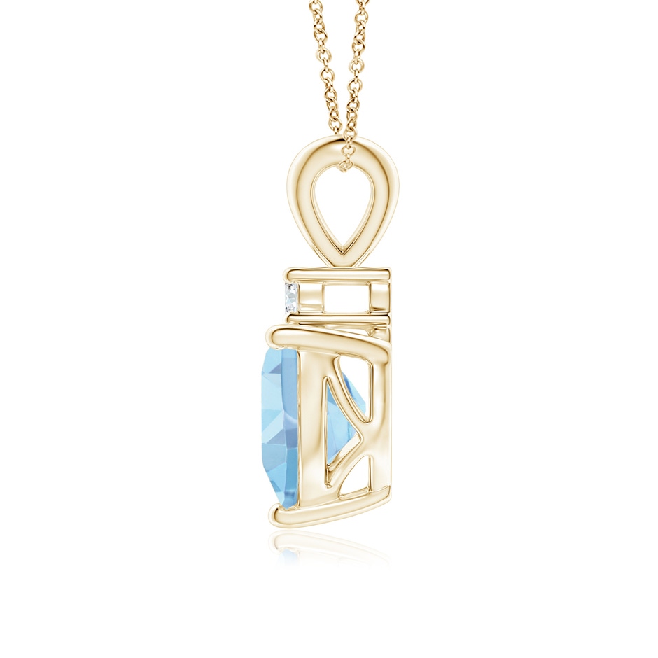 7mm AAAA Heart-Shaped Aquamarine V-Bale Pendant with Diamond in Yellow Gold side 1