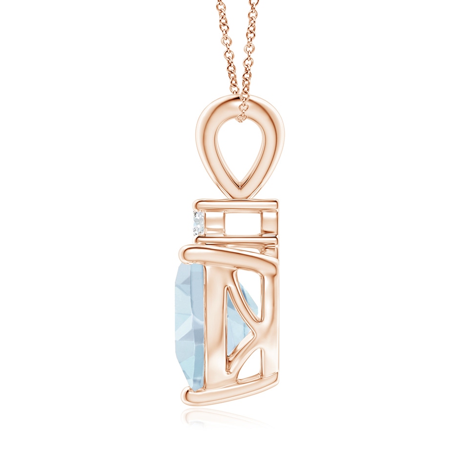 8mm A Heart-Shaped Aquamarine V-Bale Pendant with Diamond in Rose Gold side 1