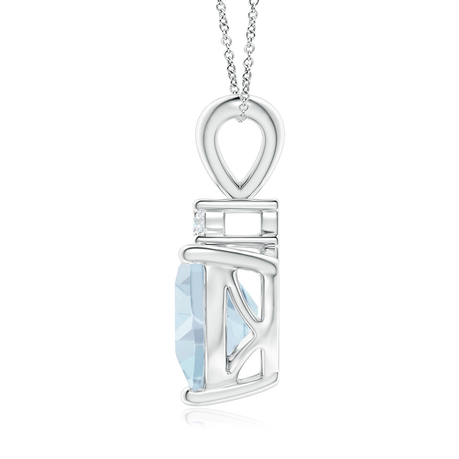 8mm A Heart-Shaped Aquamarine V-Bale Pendant with Diamond in White Gold side 1