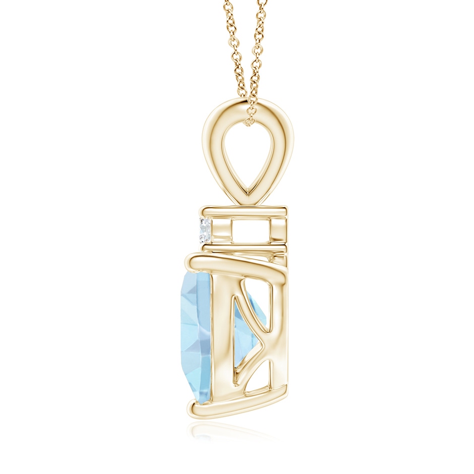 8mm AA Heart-Shaped Aquamarine V-Bale Pendant with Diamond in Yellow Gold side 1