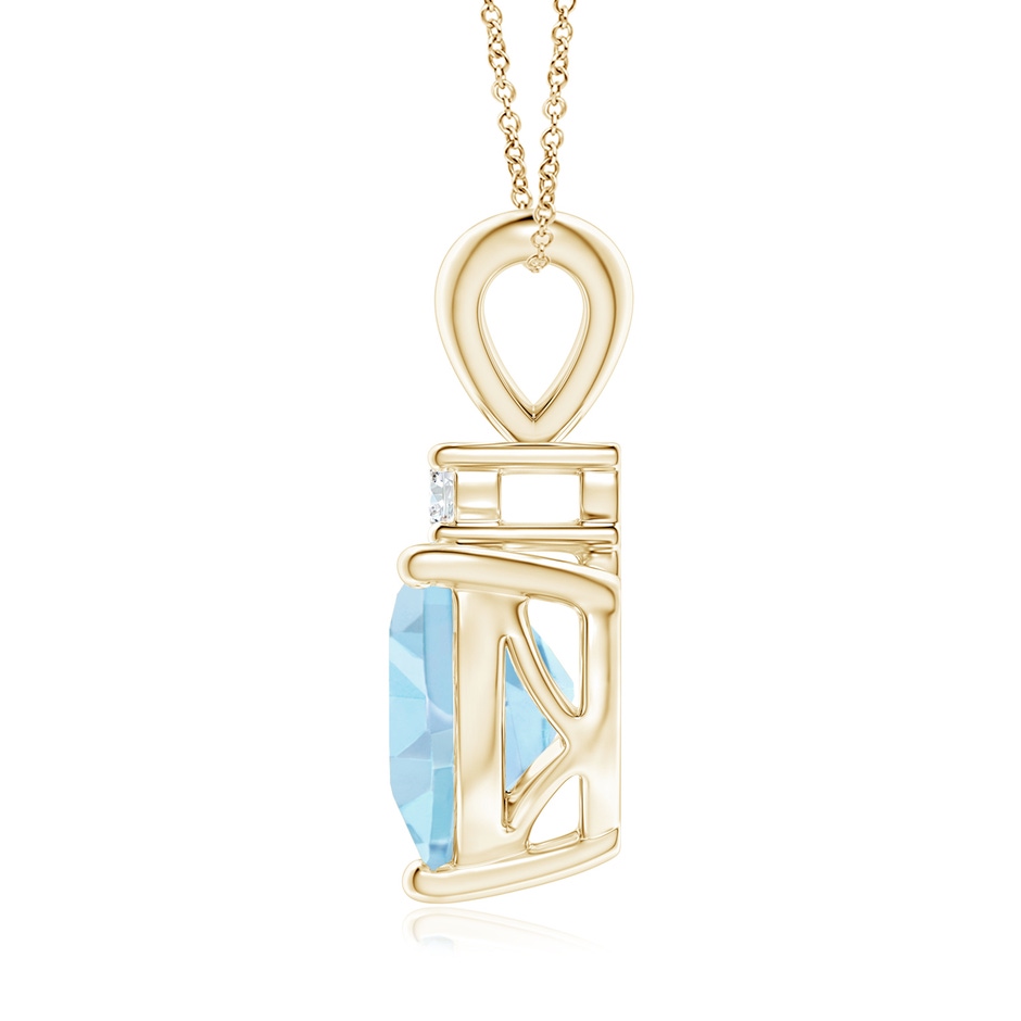 8mm AAA Heart-Shaped Aquamarine V-Bale Pendant with Diamond in Yellow Gold side 1