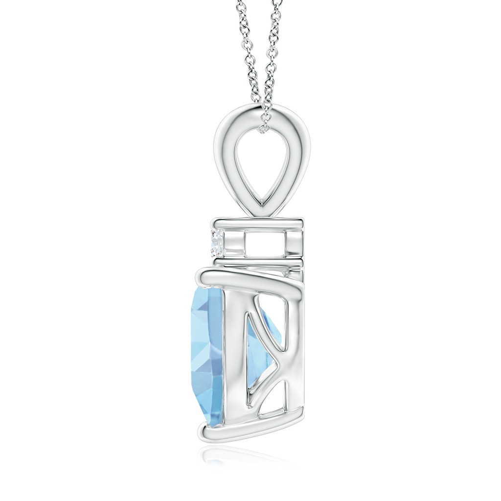 8mm AAAA Heart-Shaped Aquamarine V-Bale Pendant with Diamond in P950 Platinum Side 1