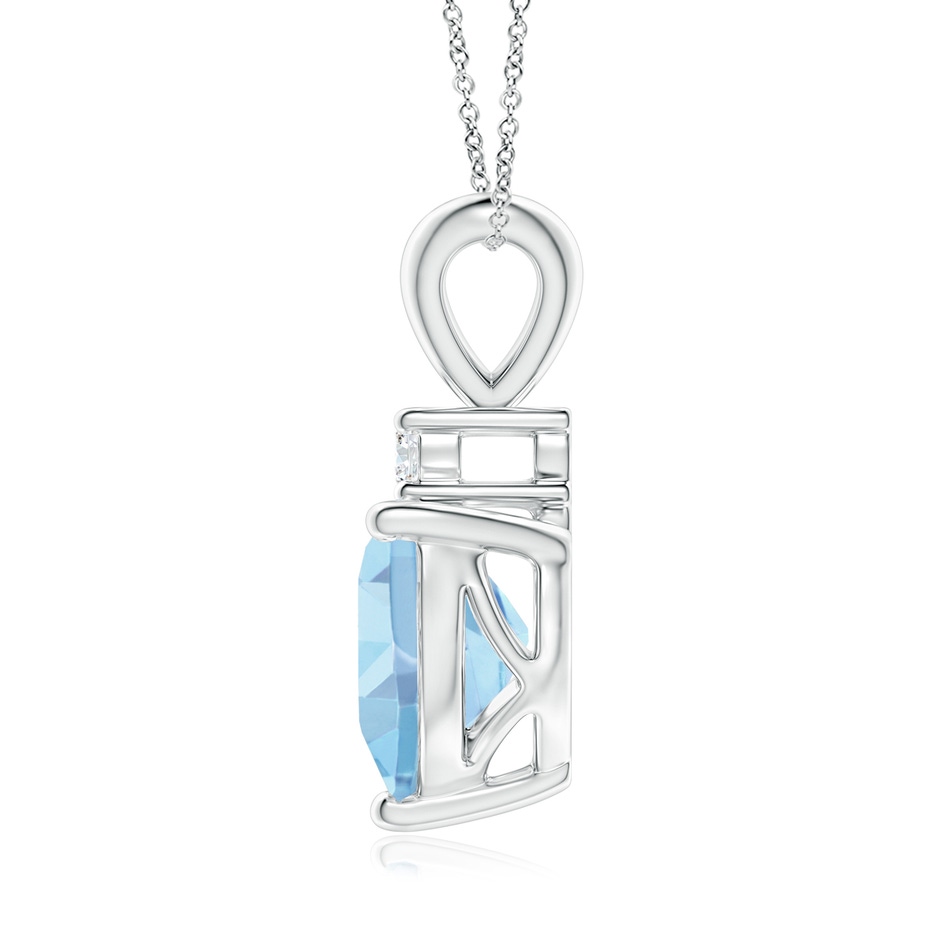 8mm AAAA Heart-Shaped Aquamarine V-Bale Pendant with Diamond in White Gold side 1