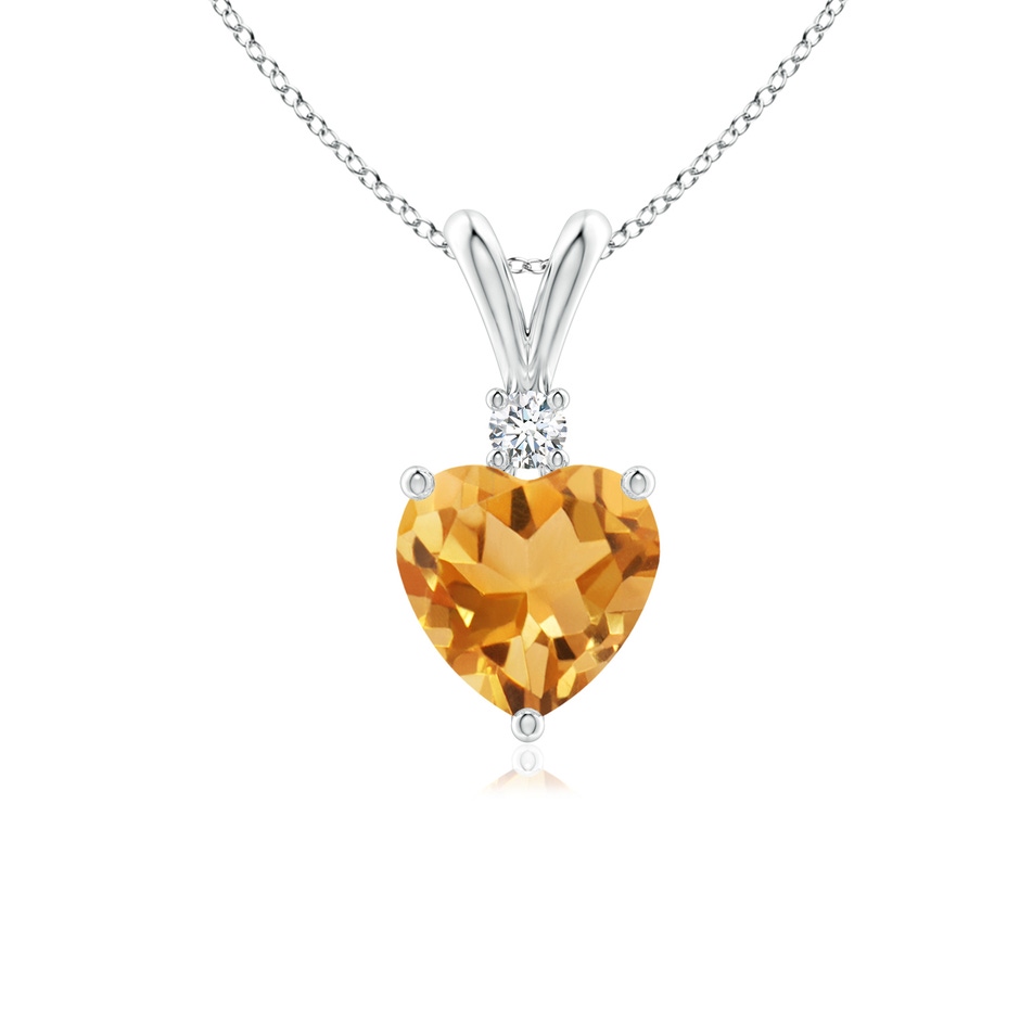 6mm A Heart-Shaped Citrine V-Bale Pendant with Diamond in P950 Platinum 