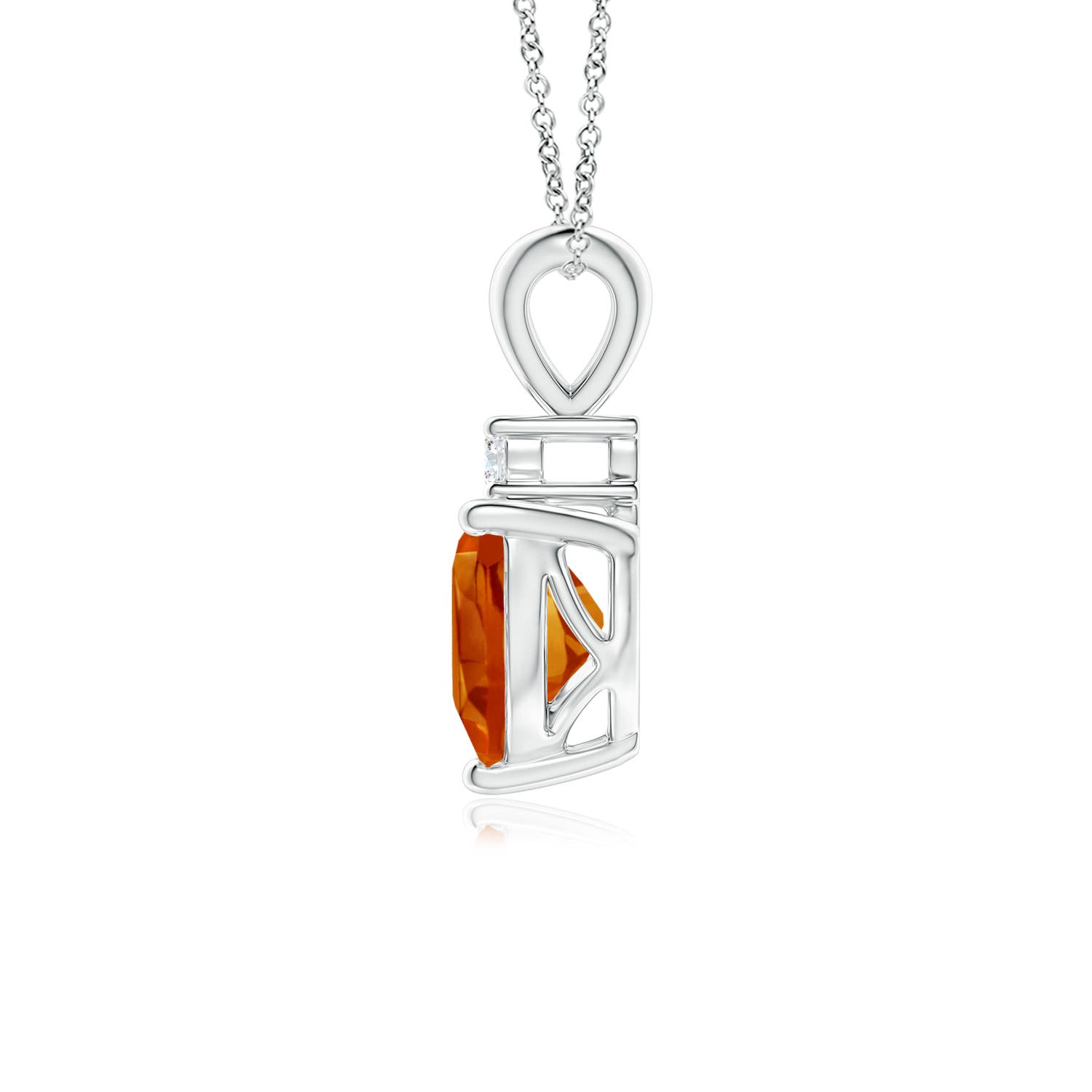 6mm AAAA Heart-Shaped Citrine V-Bale Pendant with Diamond in P950 Platinum
