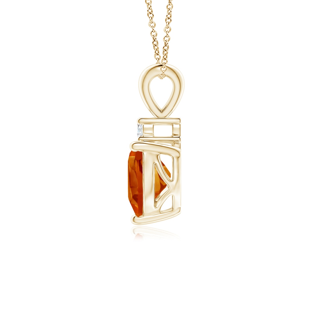 6mm AAAA Heart-Shaped Citrine V-Bale Pendant with Diamond in Yellow Gold - side 199