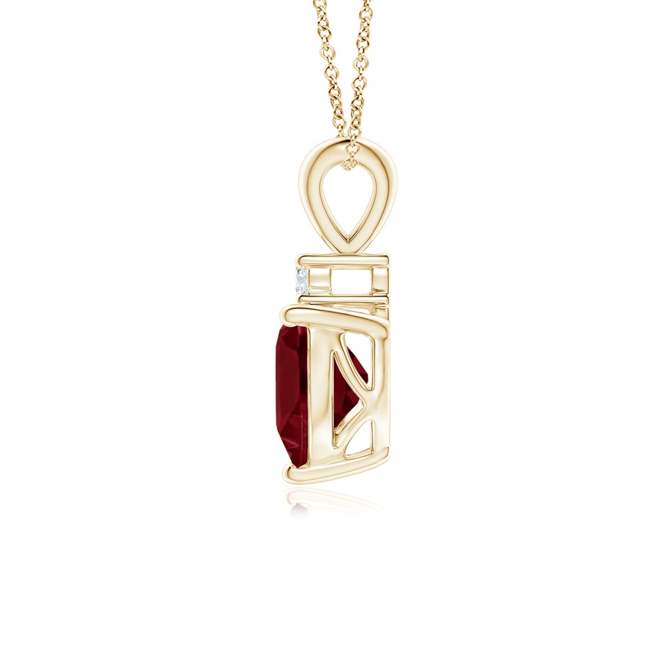 6mm A Heart-Shaped Garnet V-Bale Pendant with Diamond in Yellow Gold side 1