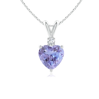 6mm A Heart-Shaped Tanzanite V-Bale Pendant with Diamond in P950 Platinum
