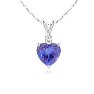6mm AA Heart-Shaped Tanzanite V-Bale Pendant with Diamond in P950 Platinum