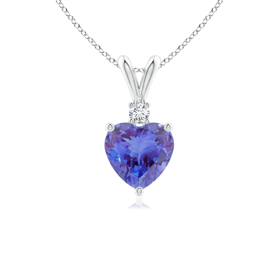 6mm AA Heart-Shaped Tanzanite V-Bale Pendant with Diamond in P950 Platinum 