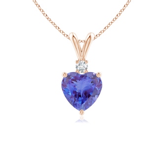 6mm AA Heart-Shaped Tanzanite V-Bale Pendant with Diamond in Rose Gold