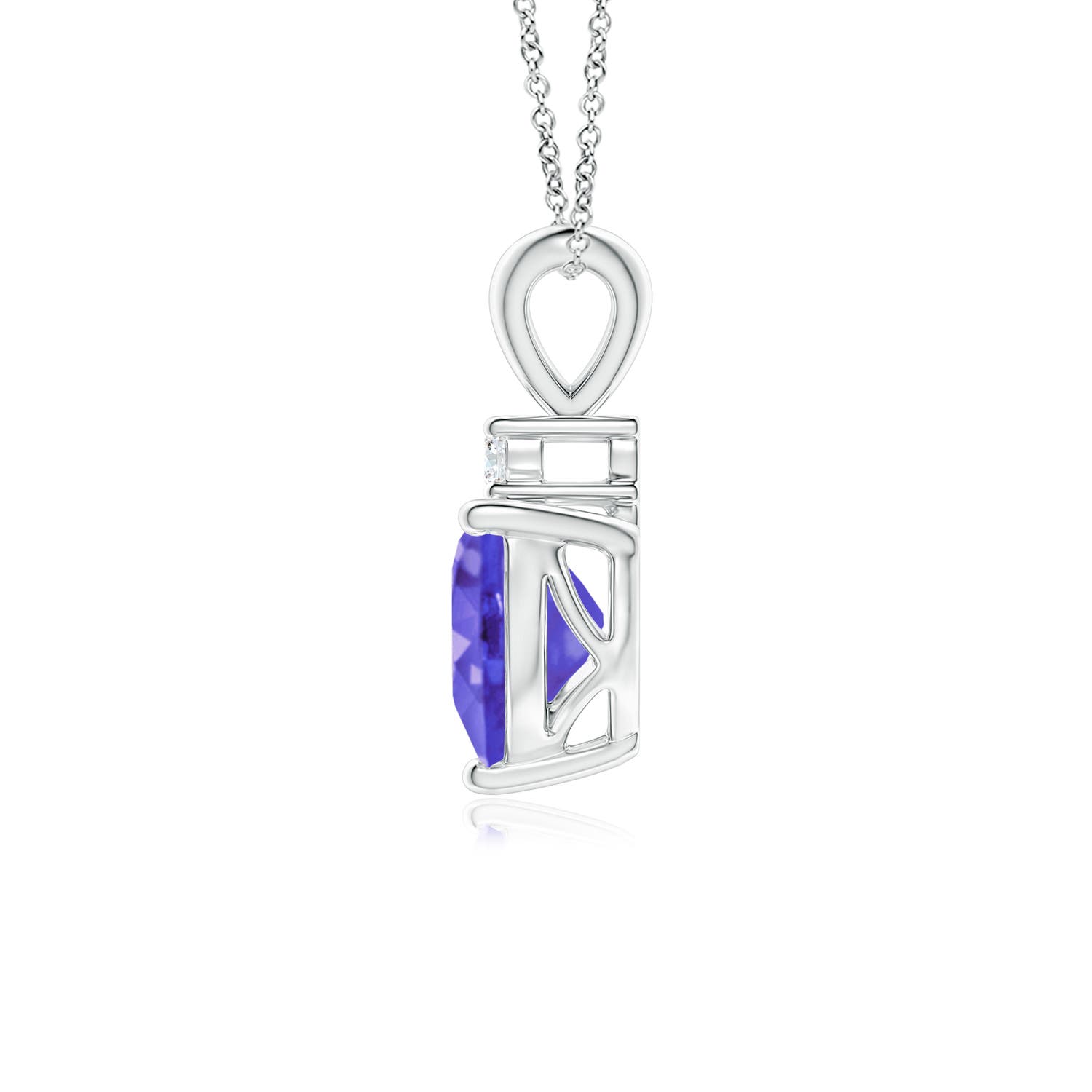 6mm AAA Heart-Shaped Tanzanite V-Bale Pendant with Diamond in P950 Platinum - side 2