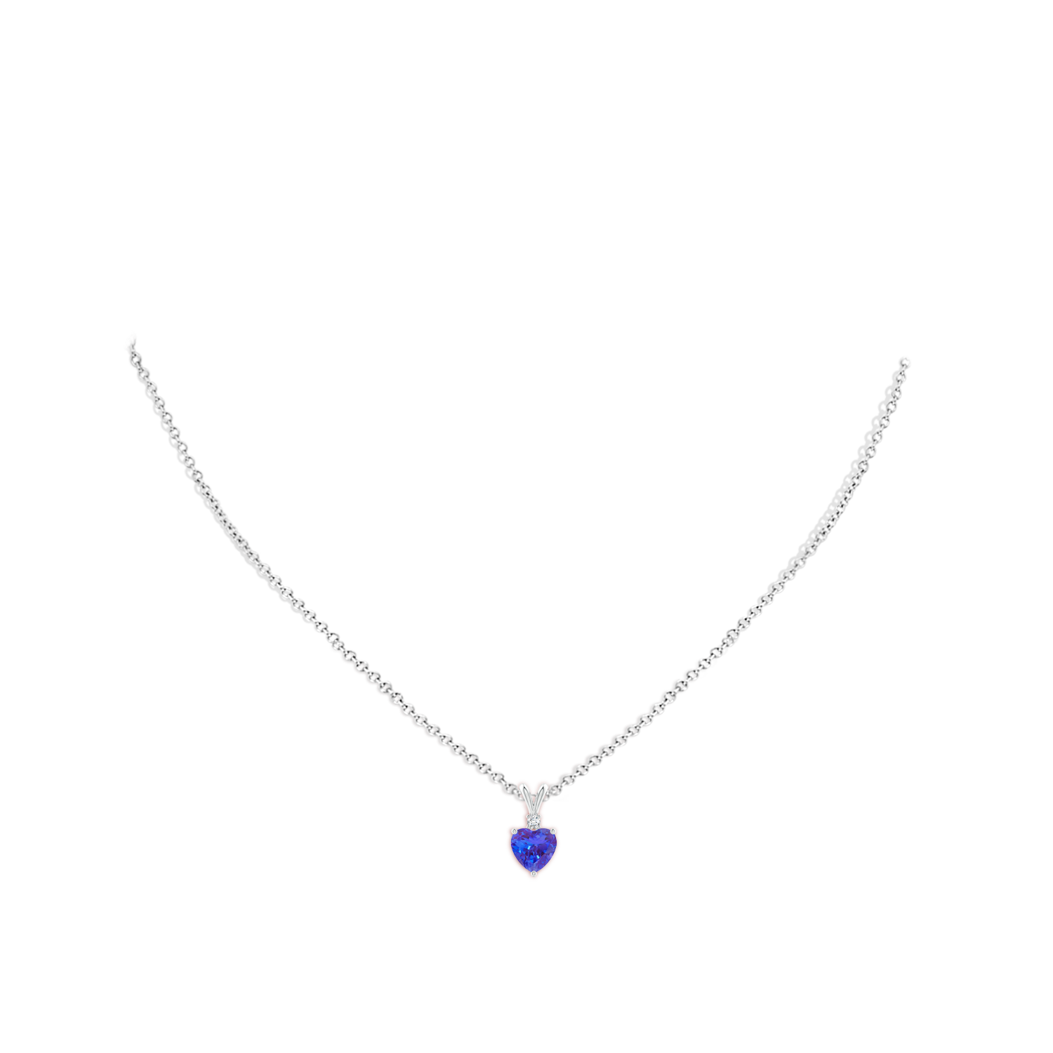 6mm AAA Heart-Shaped Tanzanite V-Bale Pendant with Diamond in P950 Platinum - body_neck