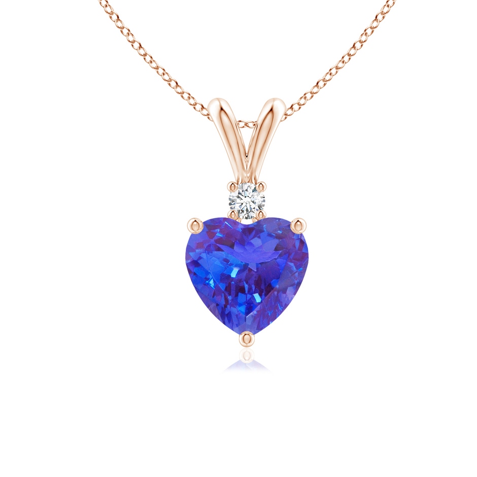 6mm AAA Heart-Shaped Tanzanite V-Bale Pendant with Diamond in Rose Gold 