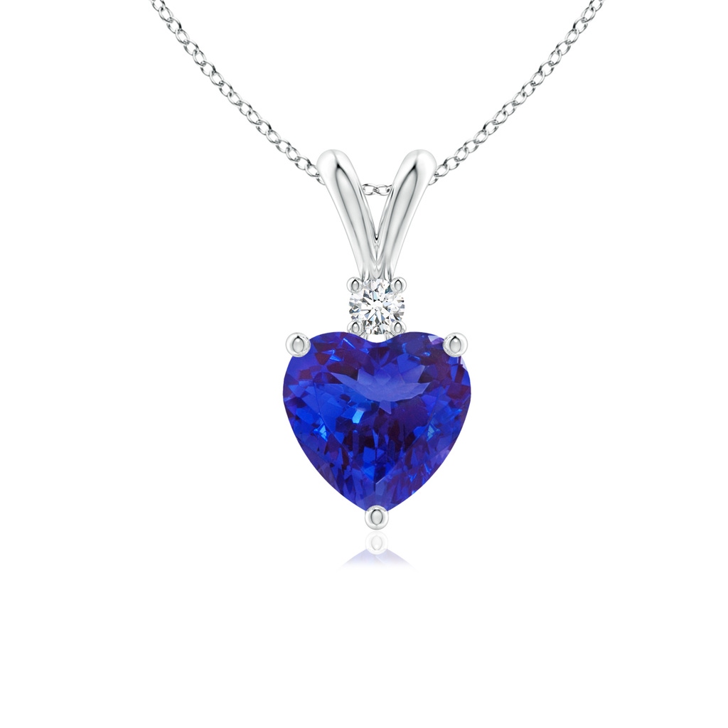 6mm AAAA Heart-Shaped Tanzanite V-Bale Pendant with Diamond in P950 Platinum