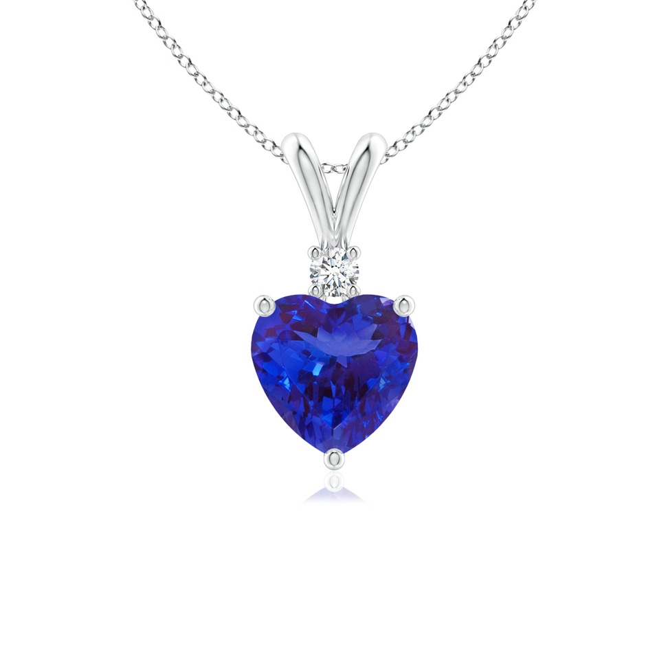 6mm AAAA Heart-Shaped Tanzanite V-Bale Pendant with Diamond in P950 Platinum 