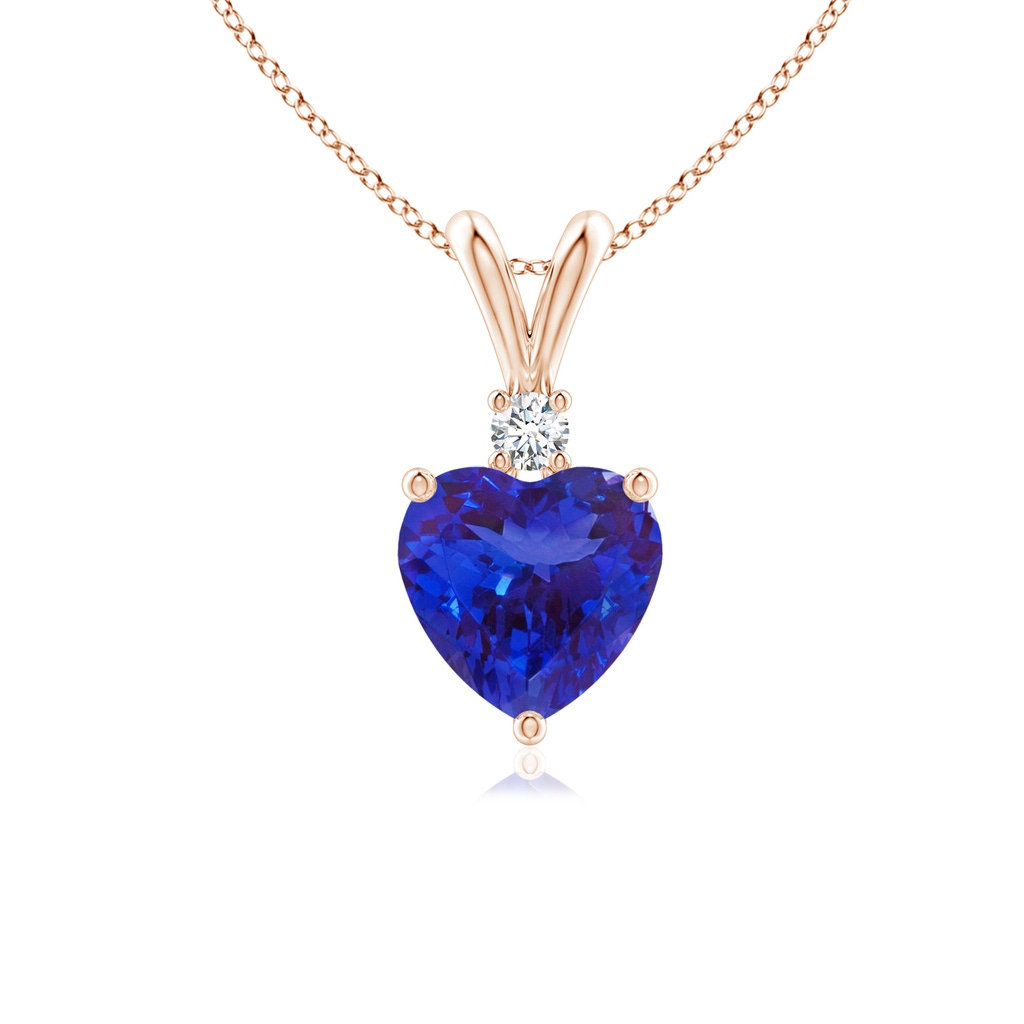 6mm AAAA Heart-Shaped Tanzanite V-Bale Pendant with Diamond in Rose Gold