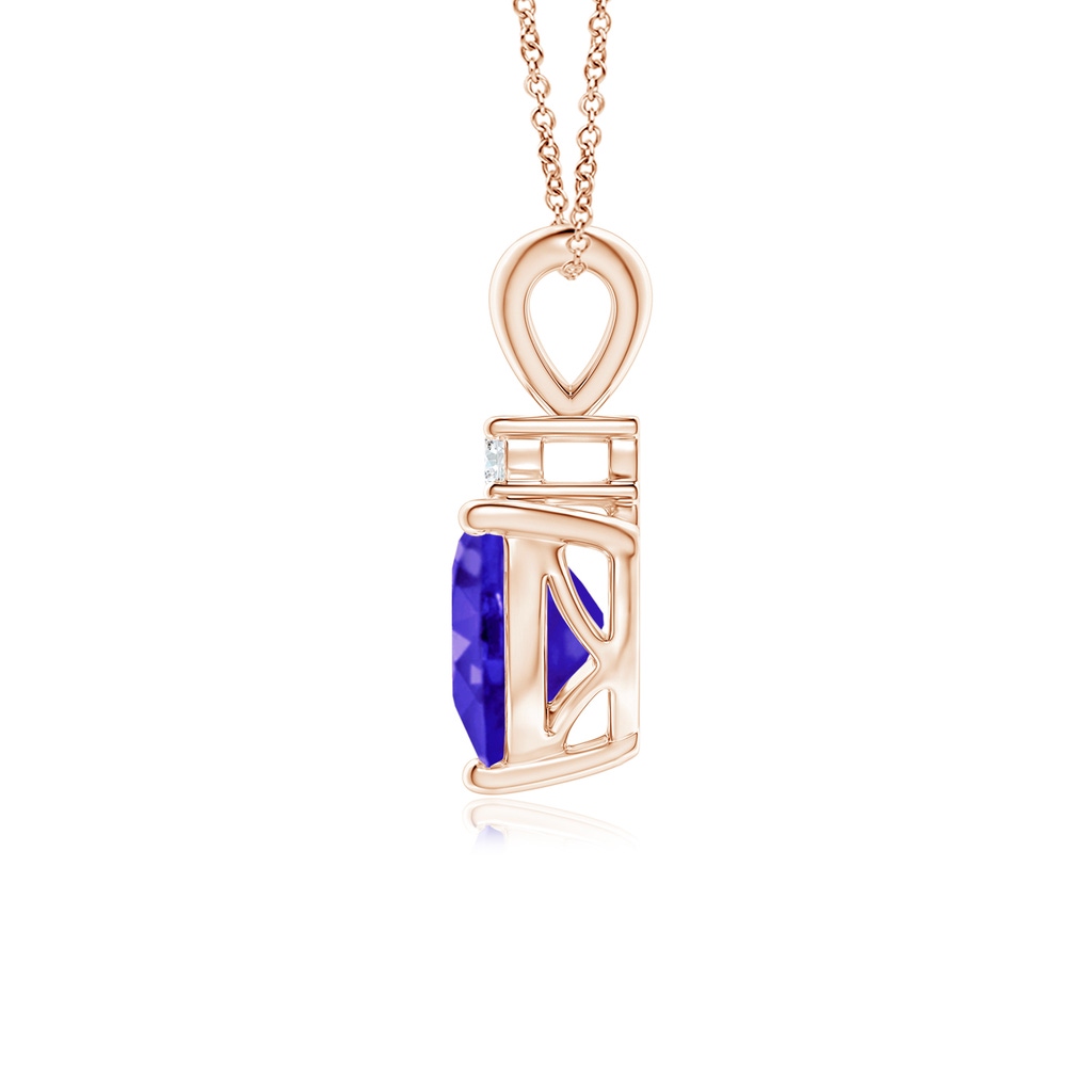 6mm AAAA Heart-Shaped Tanzanite V-Bale Pendant with Diamond in Rose Gold - side 199