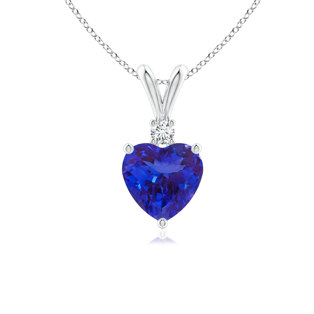 6mm AAAA Heart-Shaped Tanzanite V-Bale Pendant with Diamond in White Gold