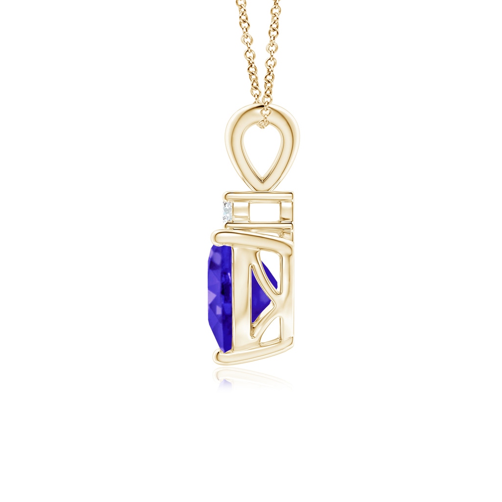 6mm AAAA Heart-Shaped Tanzanite V-Bale Pendant with Diamond in Yellow Gold Side 1