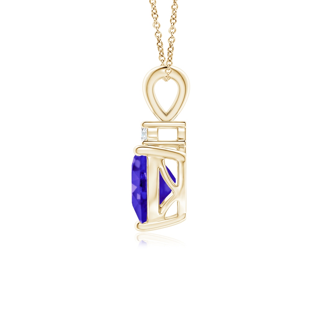 6mm AAAA Heart-Shaped Tanzanite V-Bale Pendant with Diamond in Yellow Gold - side 199
