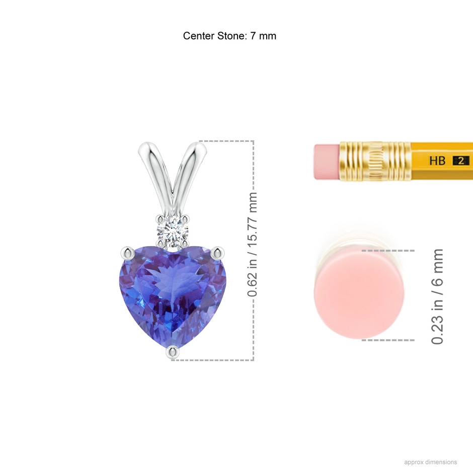 7mm AA Heart-Shaped Tanzanite V-Bale Pendant with Diamond in P950 Platinum ruler