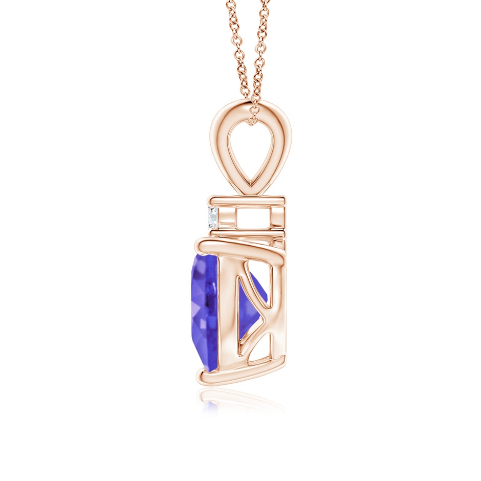 7mm AAA Heart-Shaped Tanzanite V-Bale Pendant with Diamond in Rose Gold side 199