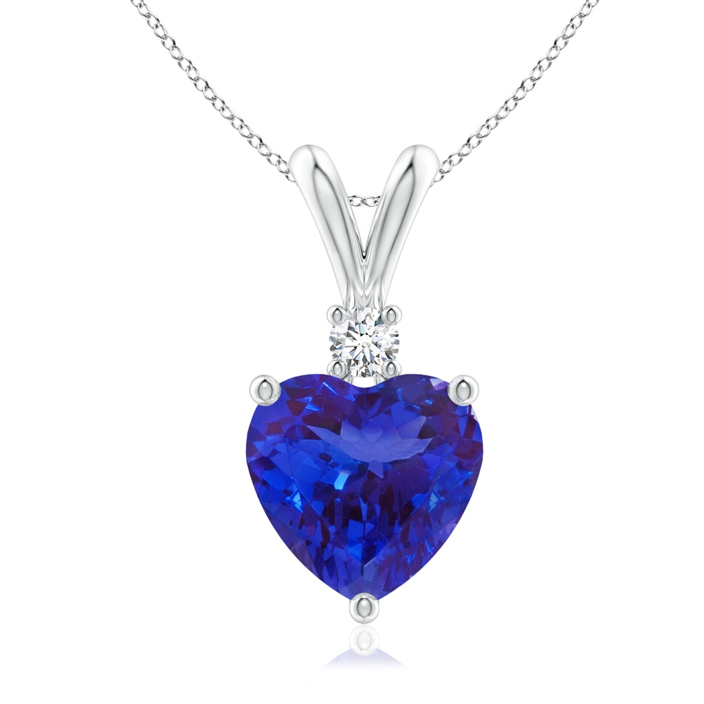 8mm AAAA Heart-Shaped Tanzanite V-Bale Pendant with Diamond in White Gold