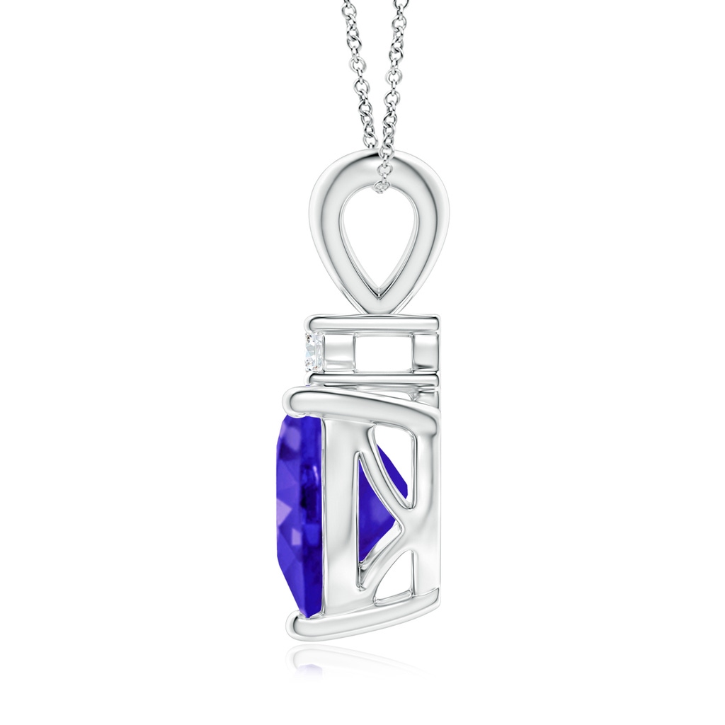 8mm AAAA Heart-Shaped Tanzanite V-Bale Pendant with Diamond in White Gold - side 199
