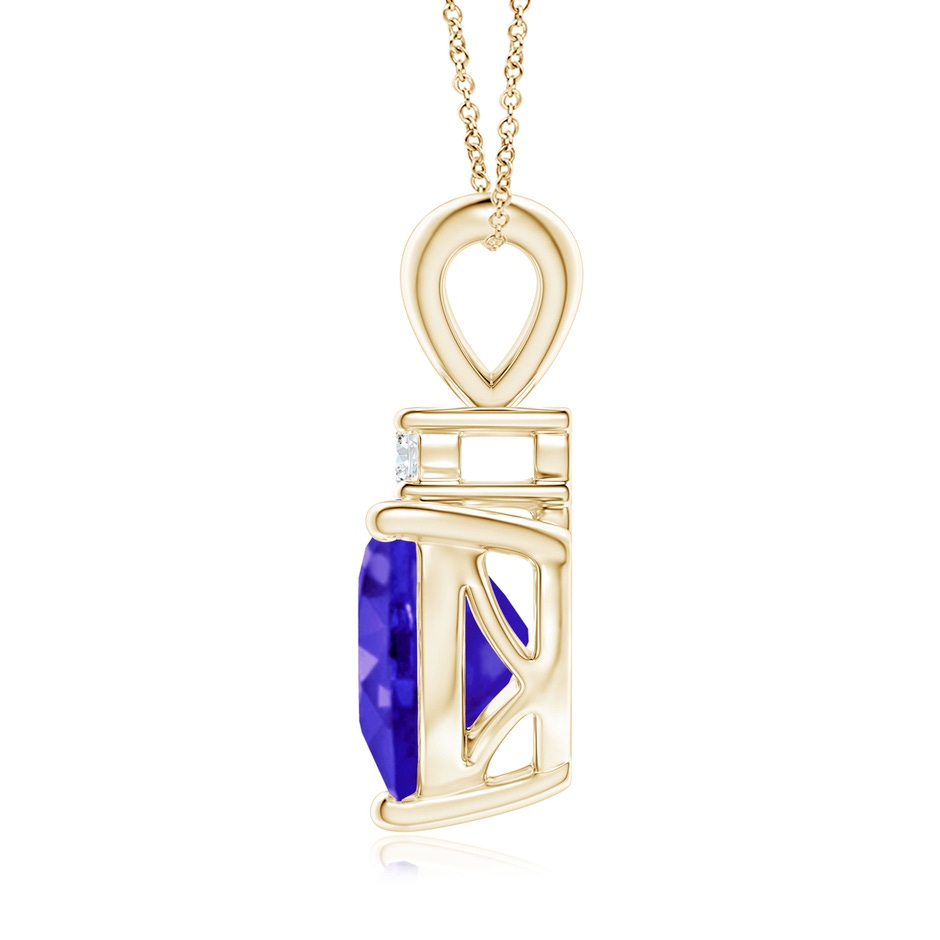 8mm AAAA Heart-Shaped Tanzanite V-Bale Pendant with Diamond in Yellow Gold side 1