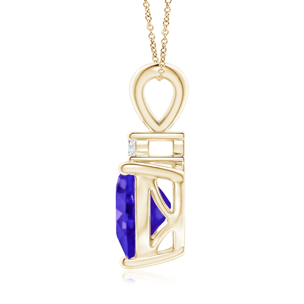 8mm AAAA Heart-Shaped Tanzanite V-Bale Pendant with Diamond in Yellow Gold - side 199