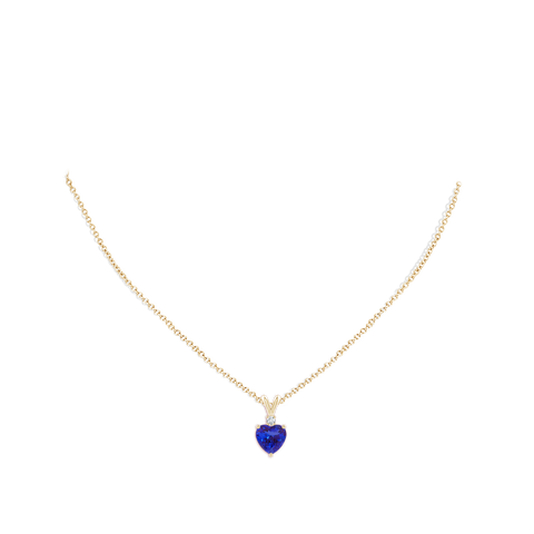 8mm AAAA Heart-Shaped Tanzanite V-Bale Pendant with Diamond in 8mm AAAA Heart-Shaped Tanzanite V-Bale Pendant with Diamond in