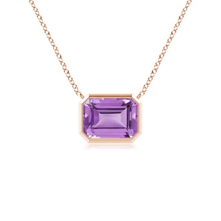 7x5mm A East-West Bezel-Set Emerald-Cut Amethyst Pendant in Rose Gold