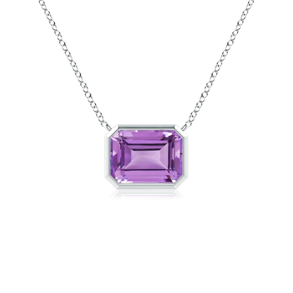 7x5mm A East-West Bezel-Set Emerald-Cut Amethyst Pendant in White Gold 