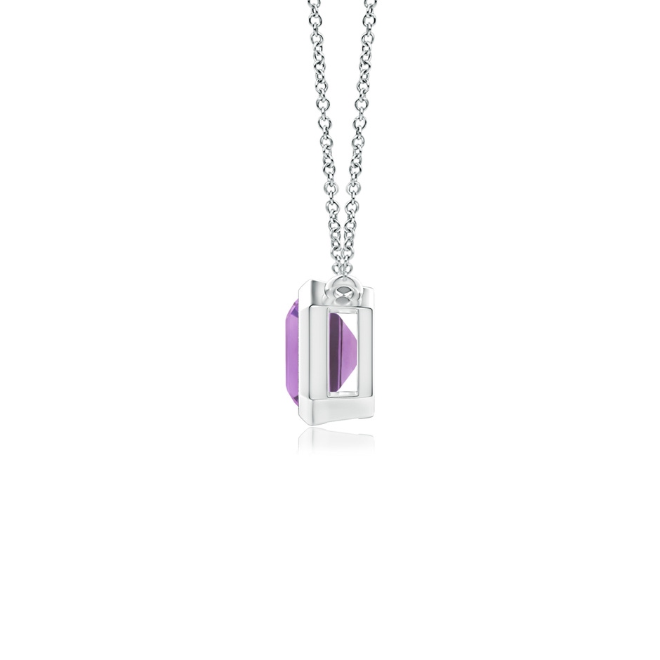 7x5mm A East-West Bezel-Set Emerald-Cut Amethyst Pendant in White Gold side-1