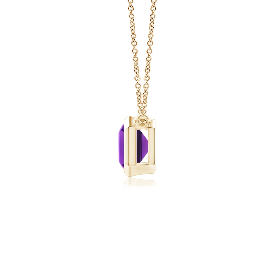 7x5mm AAAA East-West Bezel-Set Emerald-Cut Amethyst Pendant in Yellow Gold side-1