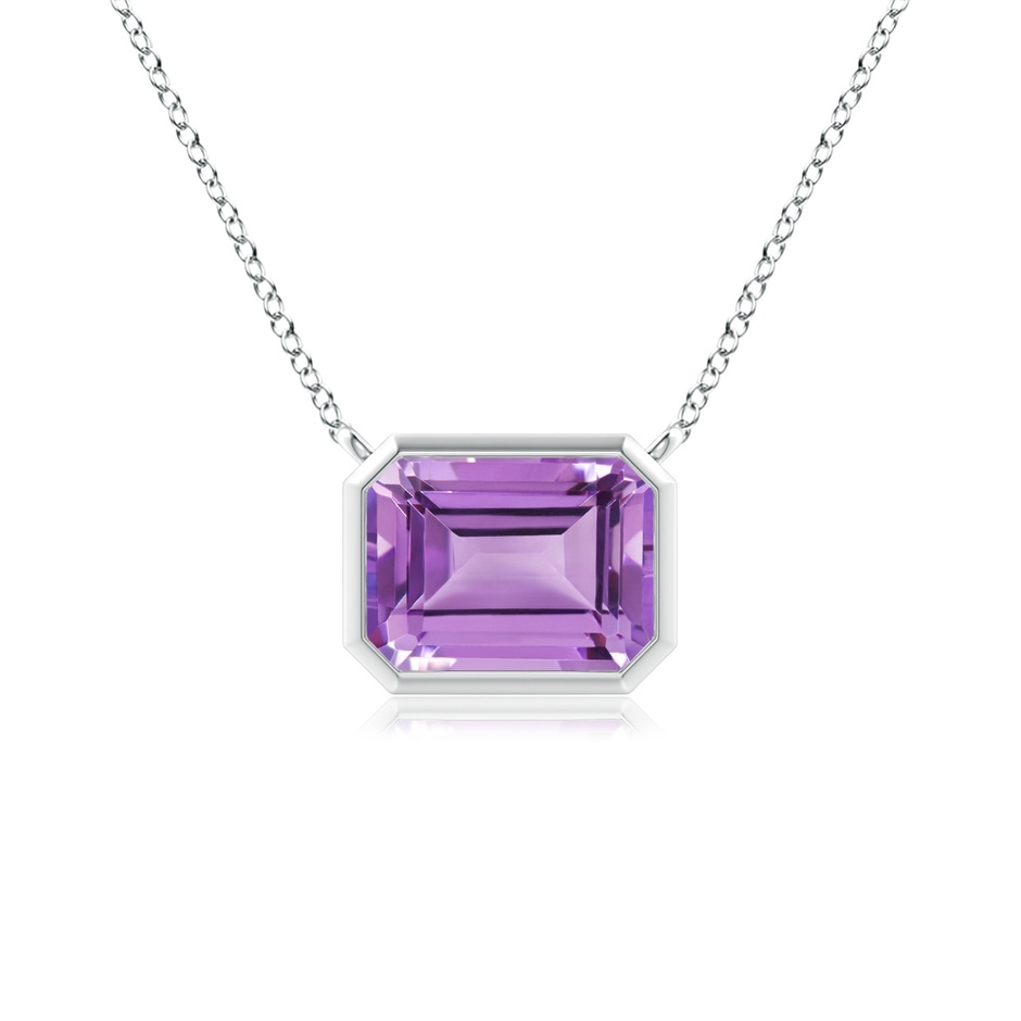 8x6mm A East-West Bezel-Set Emerald-Cut Amethyst Pendant in White Gold 