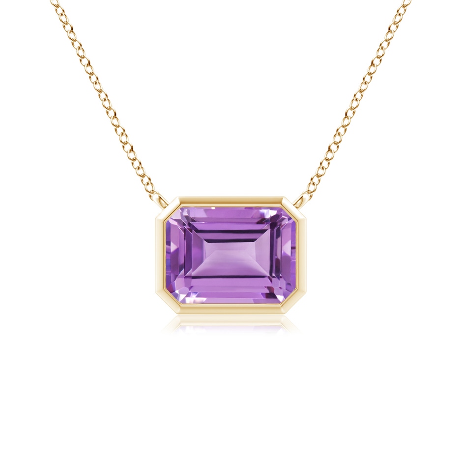 8x6mm A East-West Bezel-Set Emerald-Cut Amethyst Pendant in Yellow Gold 
