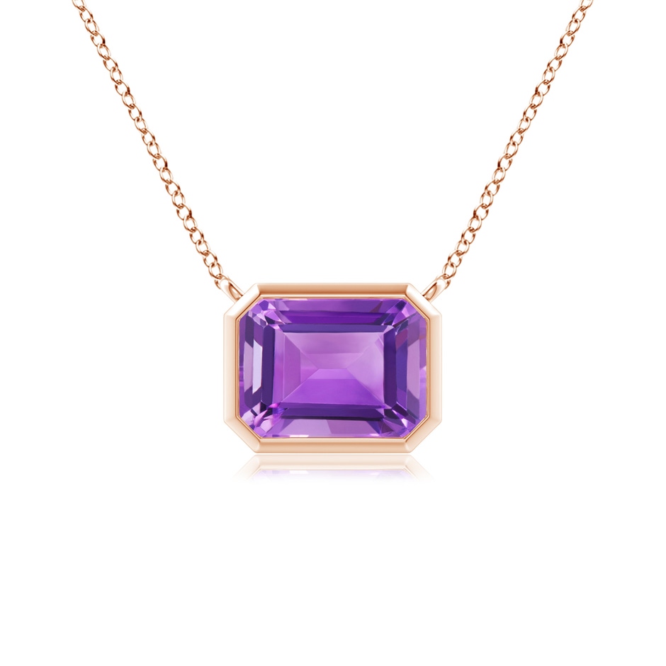 8x6mm AA East-West Bezel-Set Emerald-Cut Amethyst Pendant in Rose Gold 