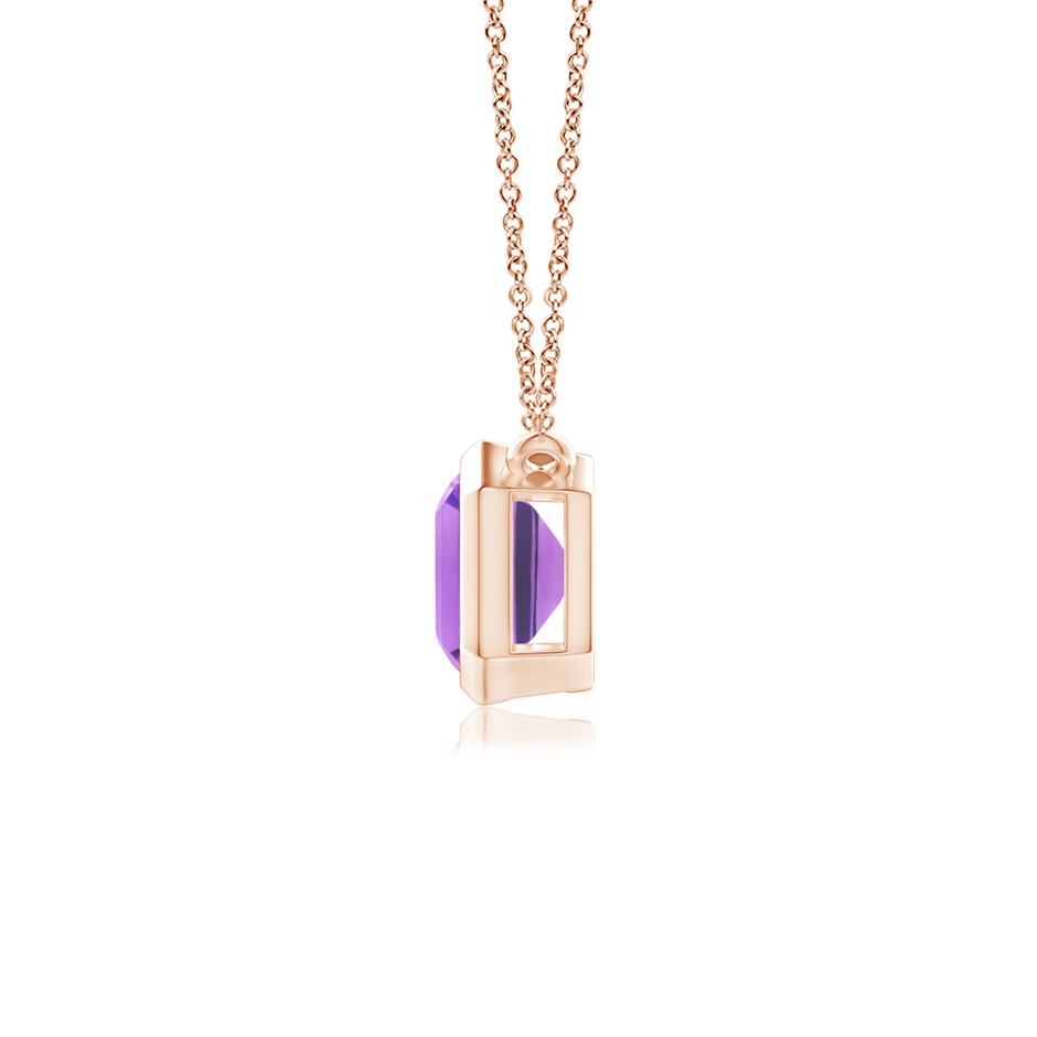 8x6mm AA East-West Bezel-Set Emerald-Cut Amethyst Pendant in Rose Gold side-1