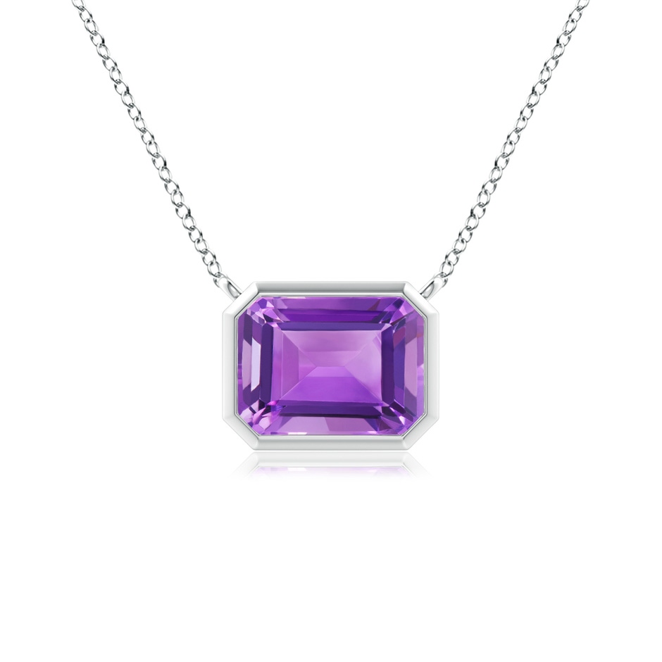 8x6mm AA East-West Bezel-Set Emerald-Cut Amethyst Pendant in White Gold 