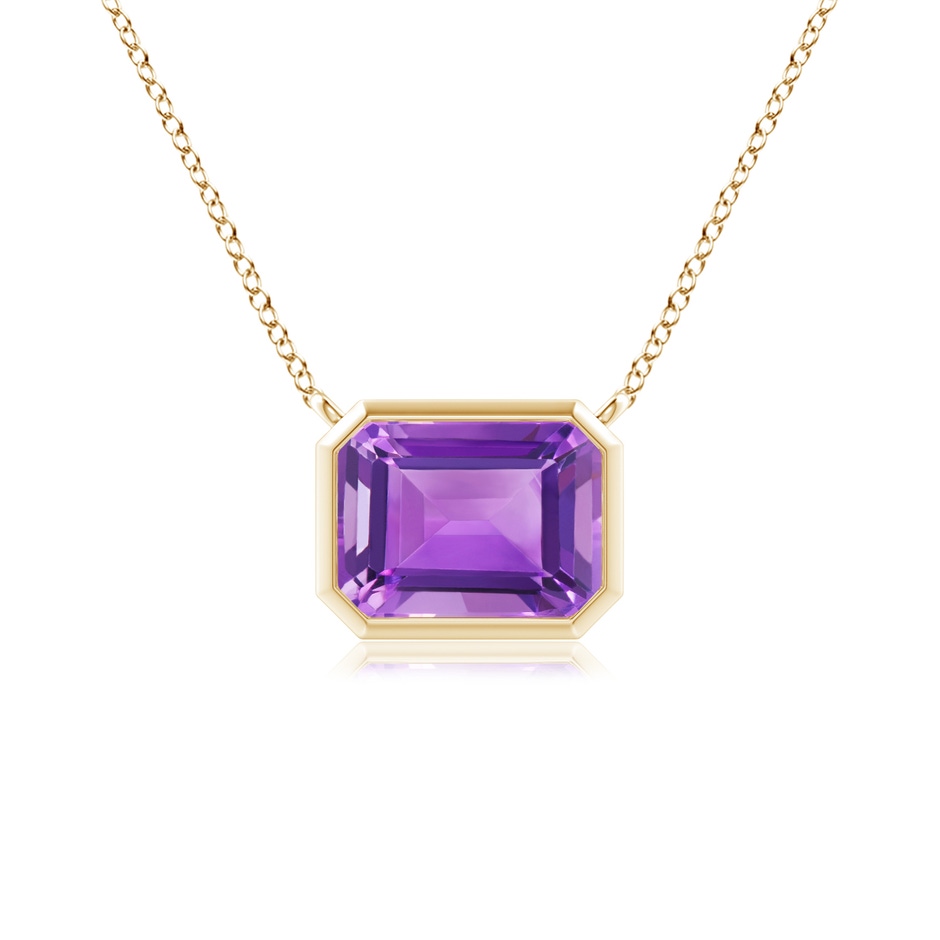 8x6mm AA East-West Bezel-Set Emerald-Cut Amethyst Pendant in Yellow Gold 